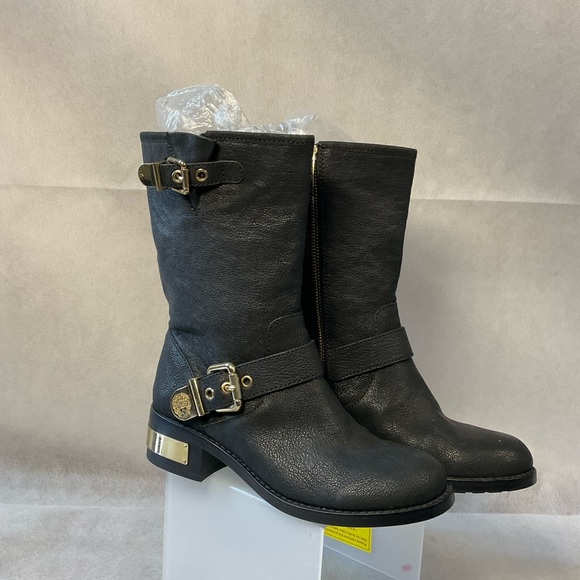 Vince Camuto Winchell Black Leather Women's Moto Boots Size 7.5 - Picture 3 of 16